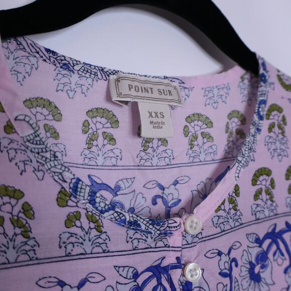 POINT SUR Royal Block Print Popover Blouse Lavender Mist Long Sleeve Women's XXS - Picture 9 of 10